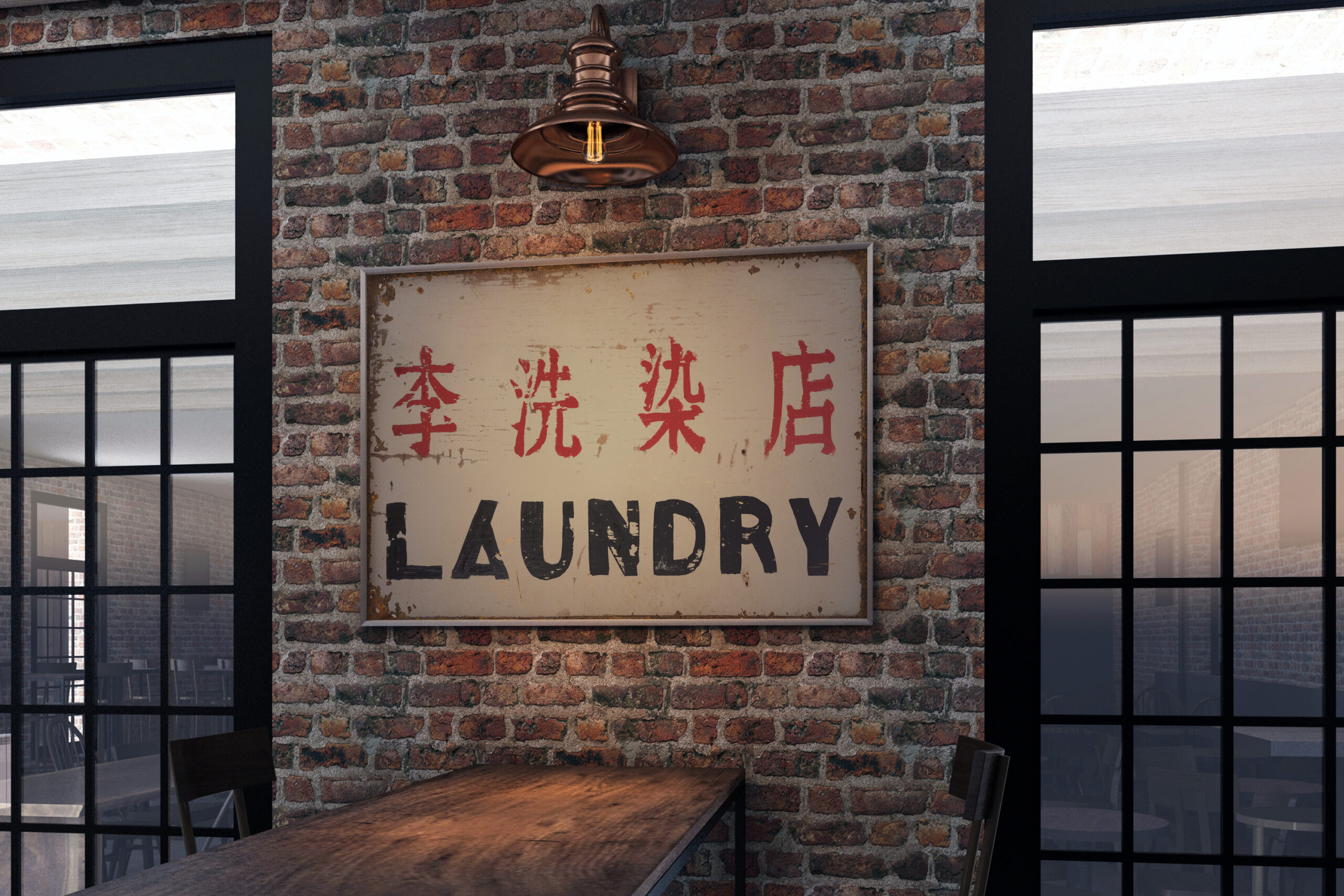 old laundry sign