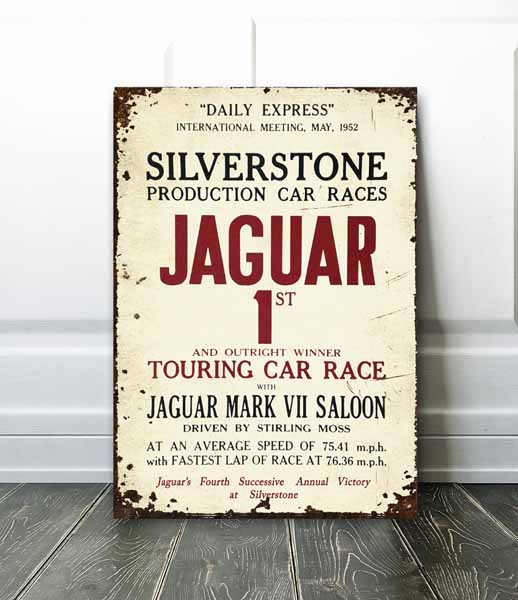 vintage jaguar racing sign