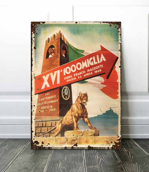 vintage mille miglia poster sign