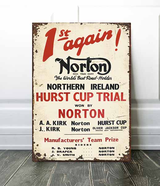 Rare Norton motorcycles poster sign