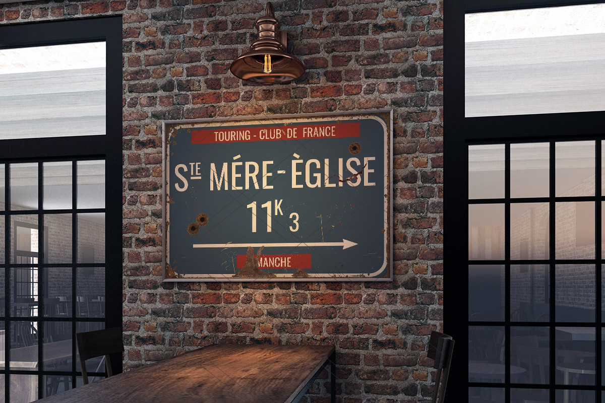 st mere ww2 sign