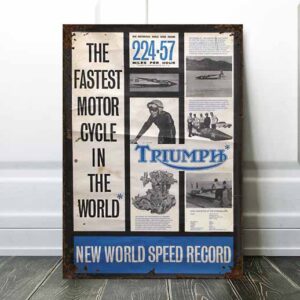 rare triumph bonneville motorcycle sign