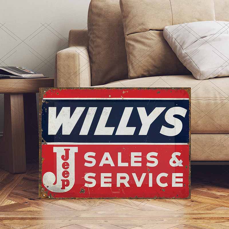 willys jeep service sign